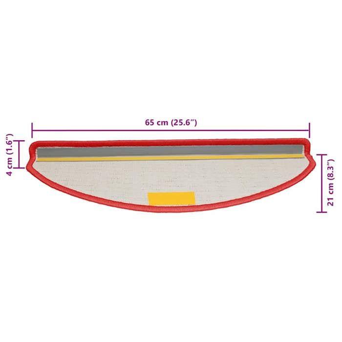 VidaXL Tapis d'escalier 15 pièces 65 x 21 x 4 cm Rouge Demi-rond Grand 133907