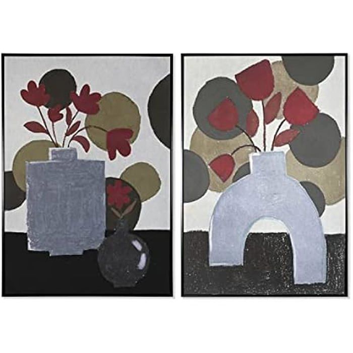 Tableau - DKD HOME DECOR - Estándar - Noir, Rouge Et Vert - Toile Et Polystyrène - 120x83 Cm