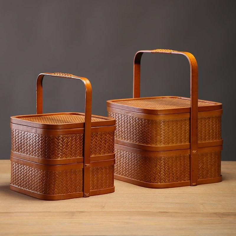 Handmade Bamboo Woven Rectangular Food Box