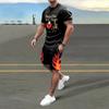 Men's Sets Summer Short Sleeve T Shirt Shorts 2 Piece Outfits Street Sportswear Print Men Clothing Retro Style Casual Tracksuits