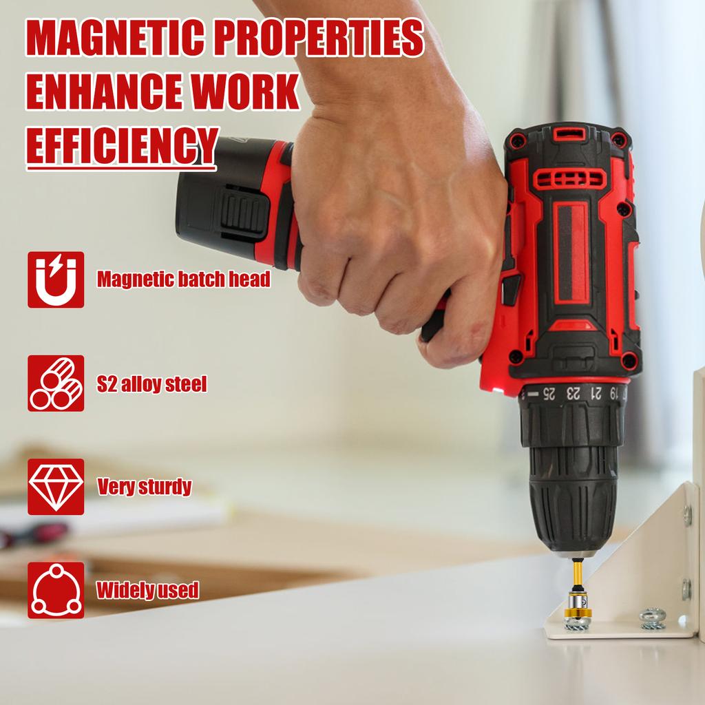 Kit de 10 Peças de Pontas Magnéticas para Parafusos de Gesso Acartonado de 50mm com Extensão Porta-Broca de Posicionamento para Localizar Parafusos Ferramentas