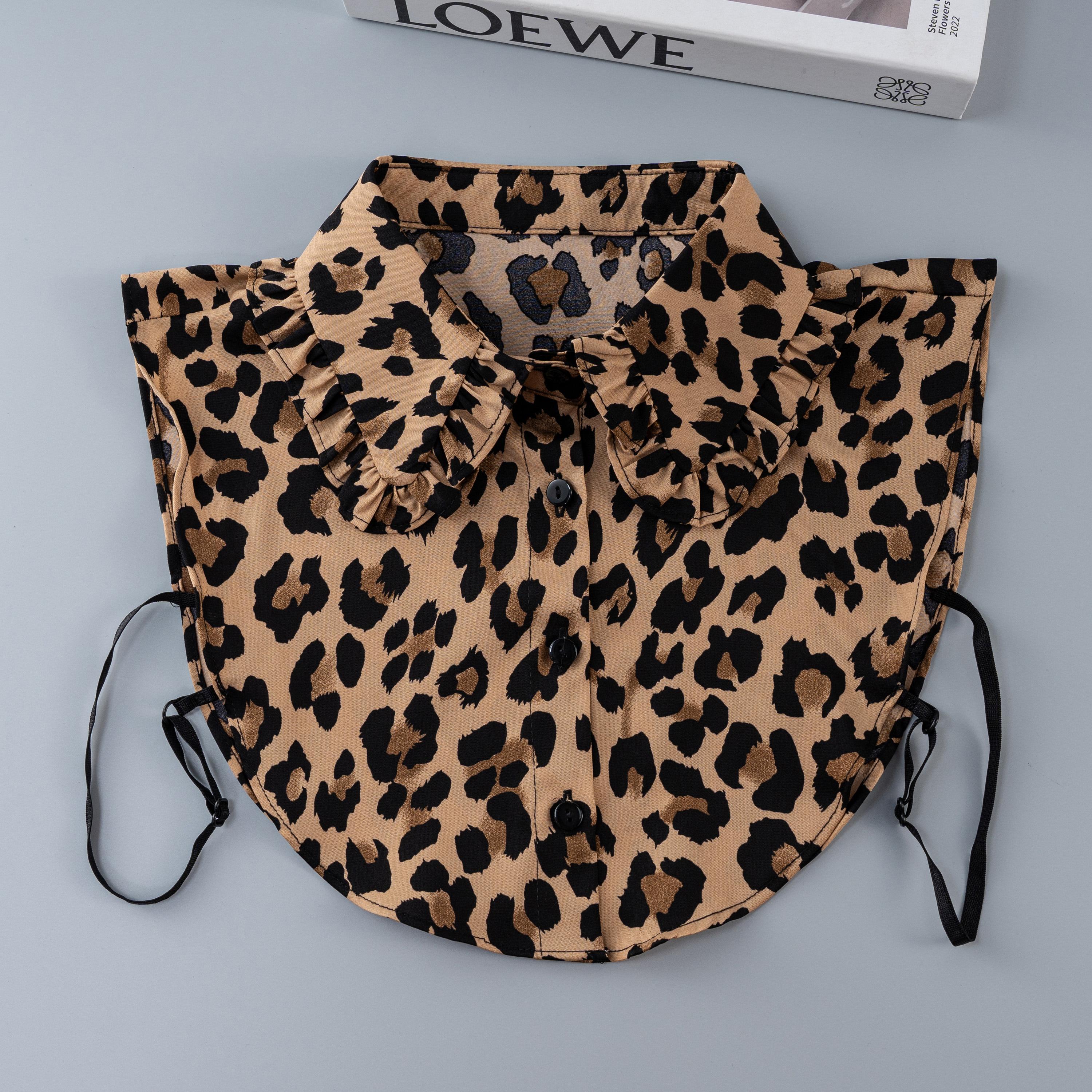 LHY Christmas Plaid Leopard Print Detachable Collar Women Sweater Accessory Fashion Shirt Decor Faux Neck Cover Stylish