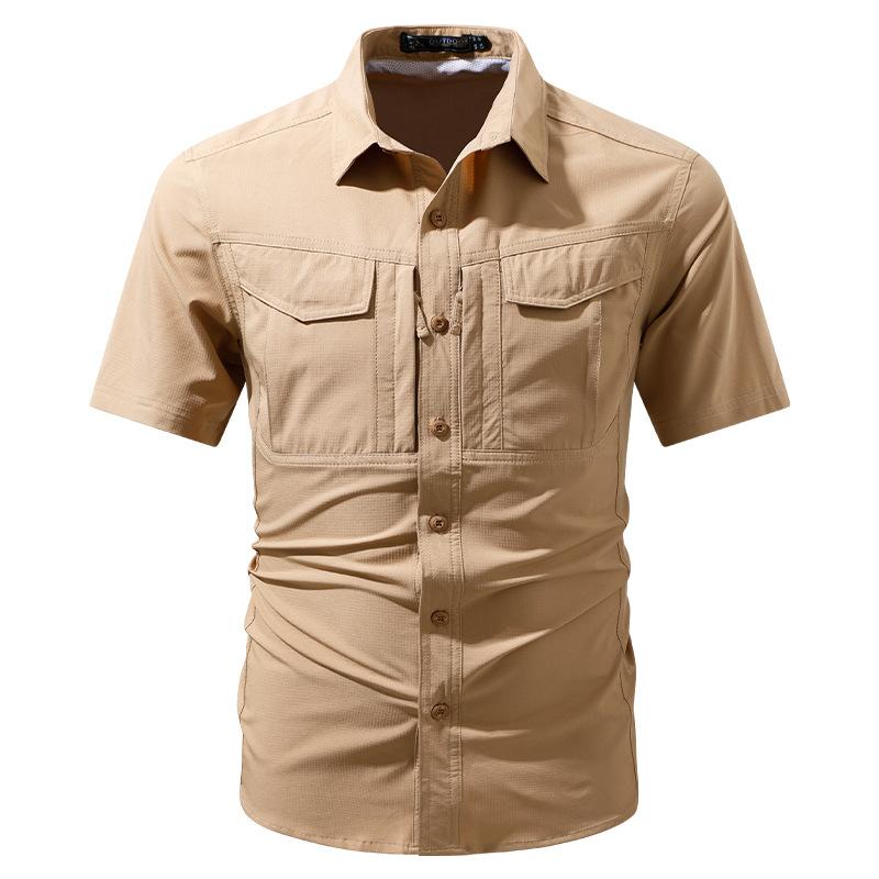 Men's 2026 Summer New Quick Dry Workwear Short Sleeve Shirt, Thin Loose Fit Outdoor Casual Half Sleeve Shirt, Trendy Style
