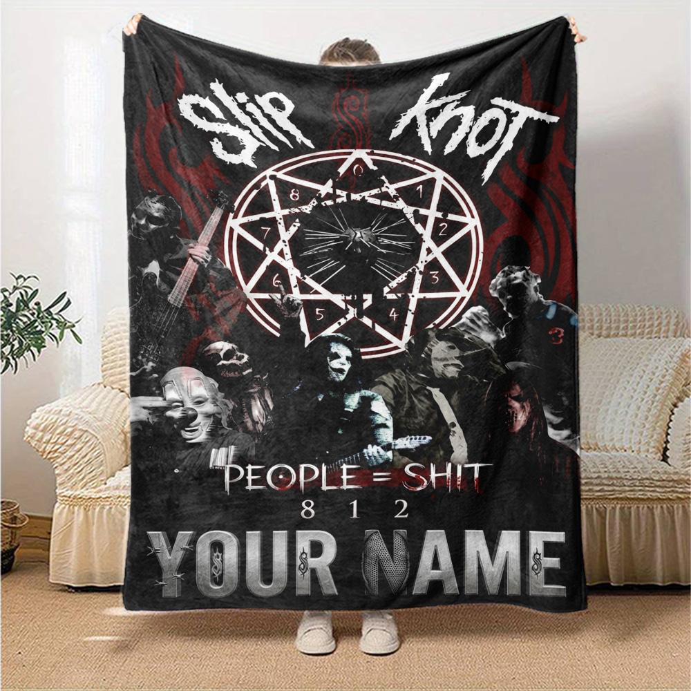 Name Custom Band Slipknot Print Flannel Blanket High Quality Warm Comfortable Cover for All Seasons Perfect for Gifts Home Decor