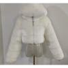 Women's Cropped Hooded Faux Fur Coat, Fluffy Warm Winter Short Jacket, Fashion Furry Outerwear