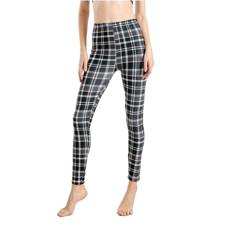 Fashion Geometric Striped Plaid Printed Leggings Stretch Pants Leggings High Waist Elasticity Pants Soft Trousers for Women Tights Fitness Yoga Pants