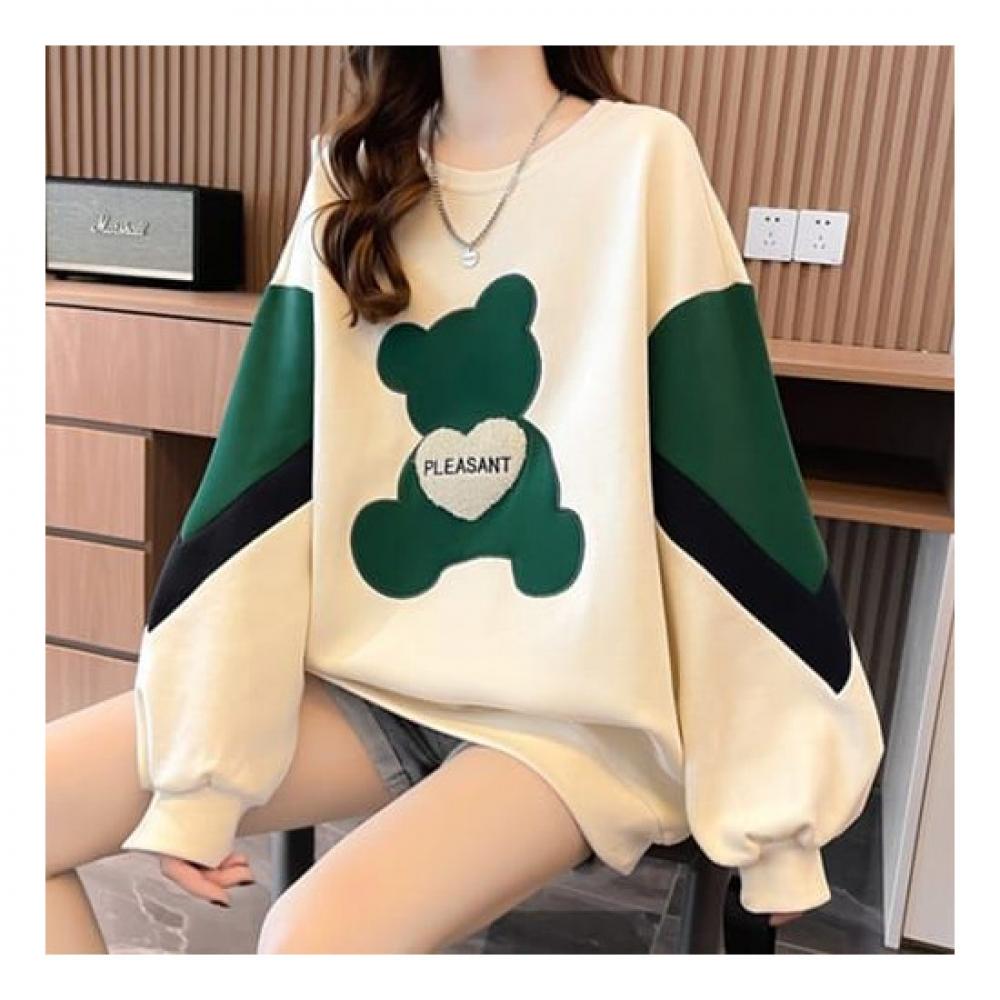 Navava Casual Bear Colorblock Long Sleeve Sweatshirt Nt1296