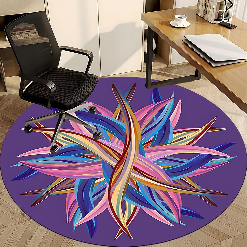 1pc Floral Mandala Office Round Rug, Non-slip, Soft and Durable Office Rug for Interior Decoration, Perfect for Office, Beautiful Decoration yy2603230