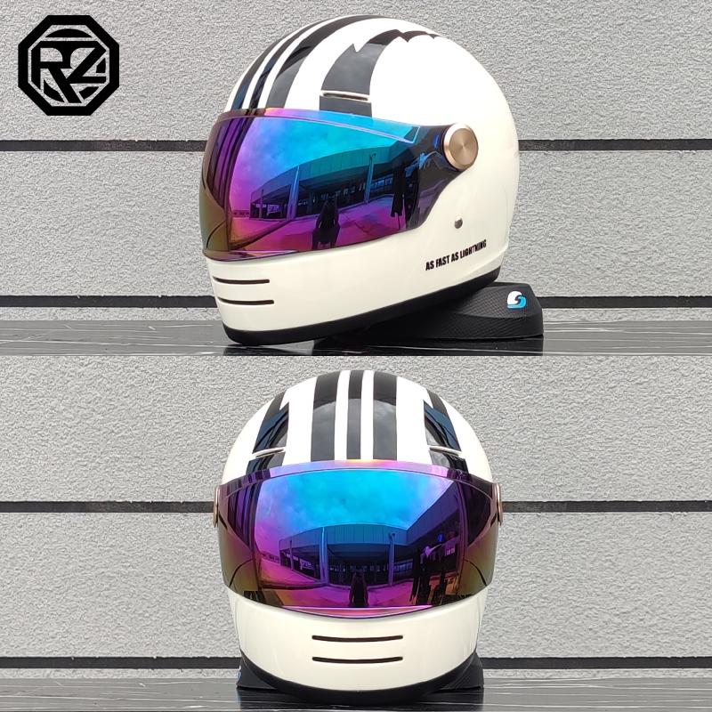 Motorcycle Retro Full Face Helmet DOT Approved Wide Field Off Road Motorcycle Helmet Adult Capacite Casco Moto