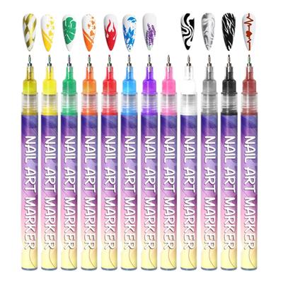 12 Colors Nail Art Pens Nail Polishing Pens Set Waterproof Nail Varnish Pens Quick Dry Graffiti Painting Pen Manicure