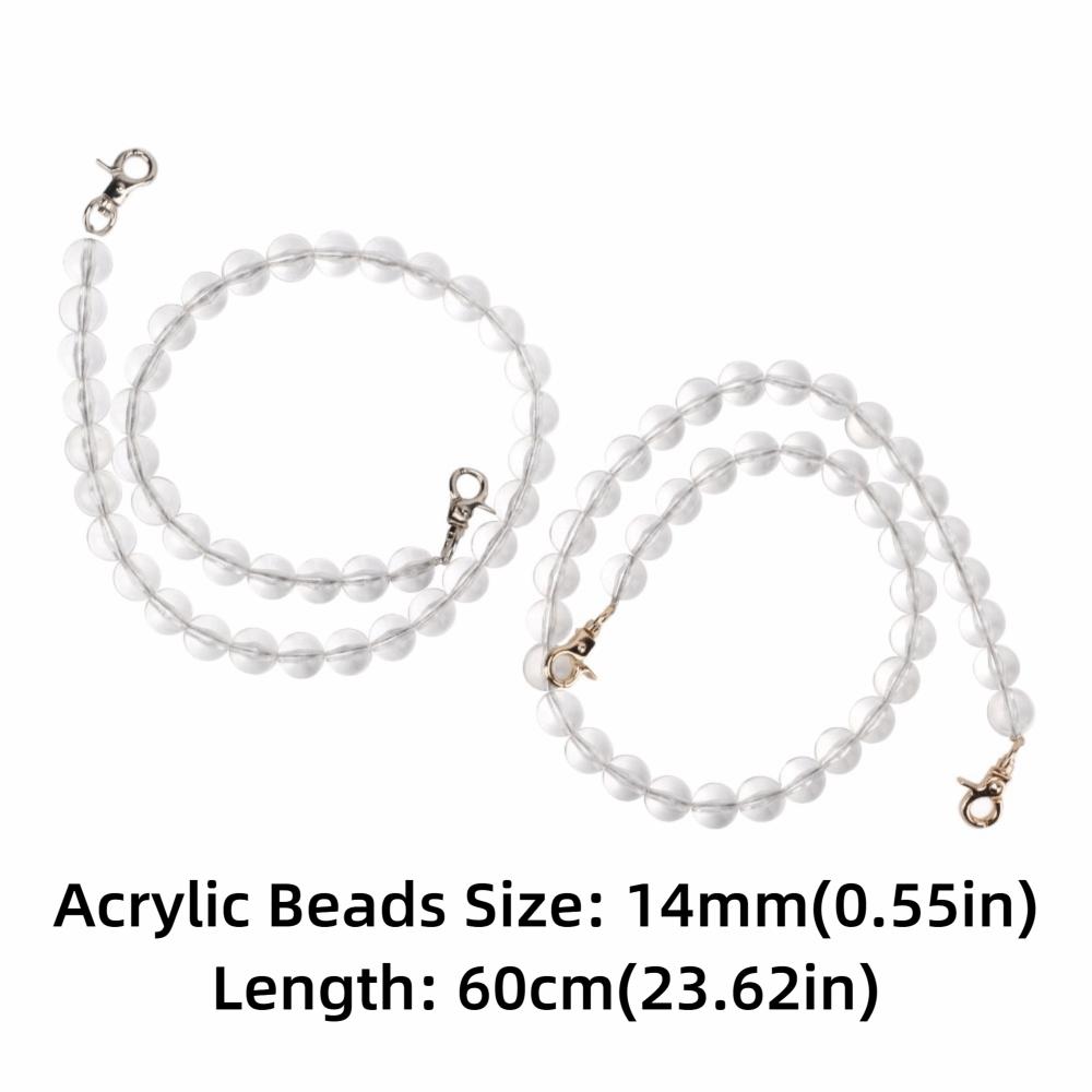 2pcs Metal Chain Bag Chain Transparent Purse Chain Bead Assortments Purse Strap Handbag Accessories