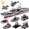 562 adet 8in1 Askeri Gemi Uçak Kruvazör Yapı Taşları Ordu Silah Savaş Gemisi Kamyon Tuğla Şehir Oyuncak Çocuklar için Hediye