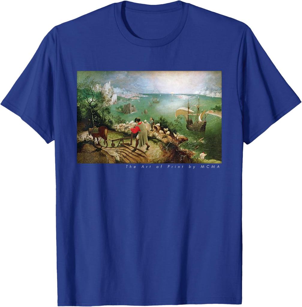 Landscape with the Fall of Icarus Fine Art Print Graphic Tee Cotton Casual Crew Neck TShirt for Men