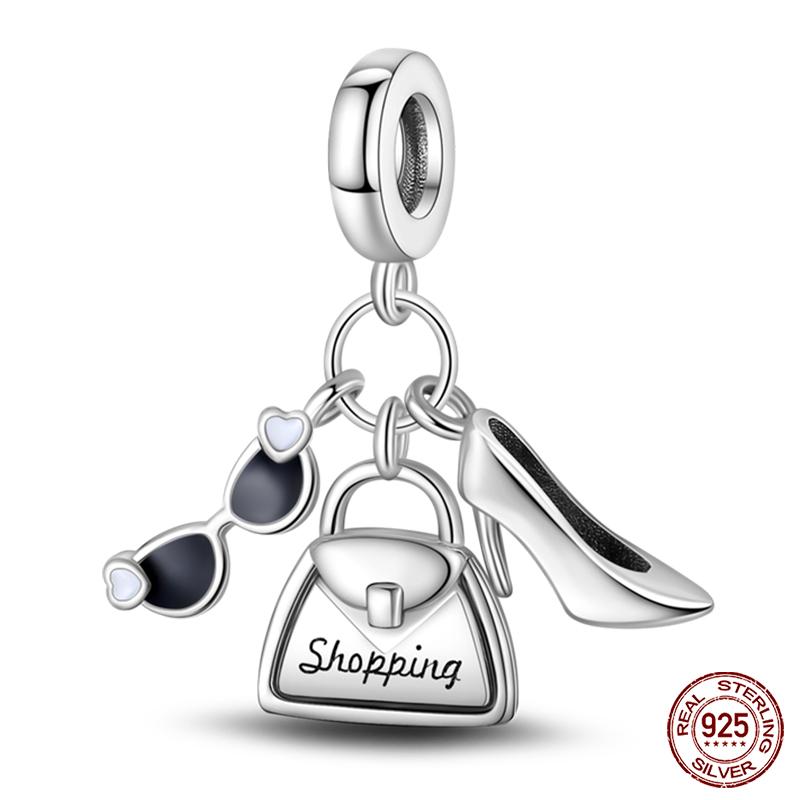 S925 Silver Fashion Camera Coffee Cup Flower Charms Beads Fit  S925 Original Bracelet DIY Birthday Jewelry Making For Women