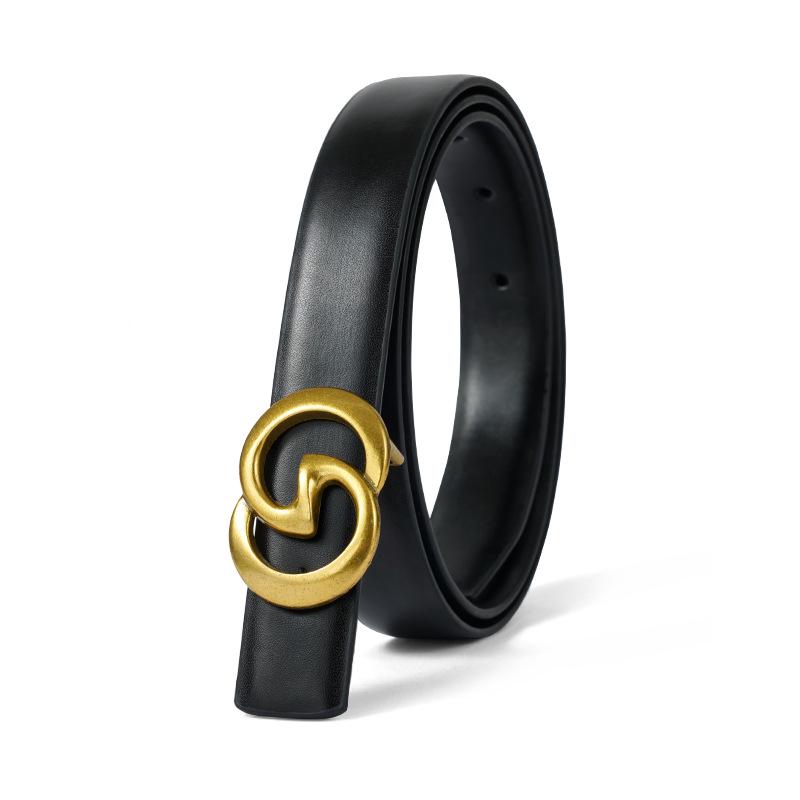 Genuine Leather Women's Versatile Brown Jeans Belt