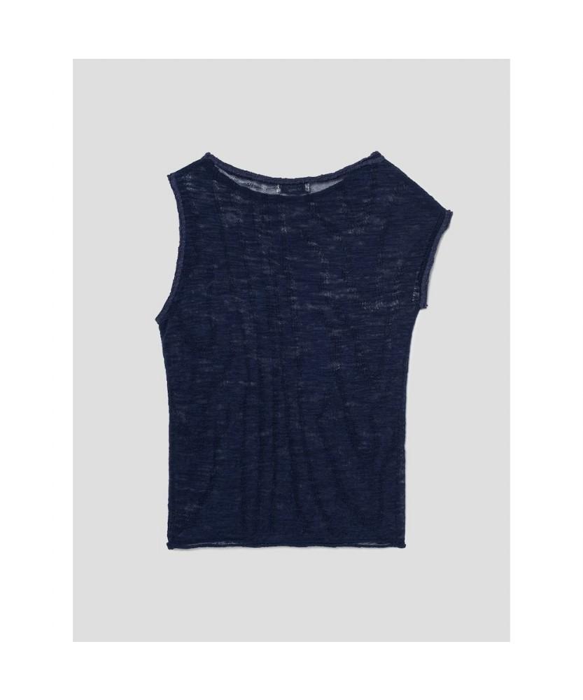 Anggae Wave Knit Top Navy