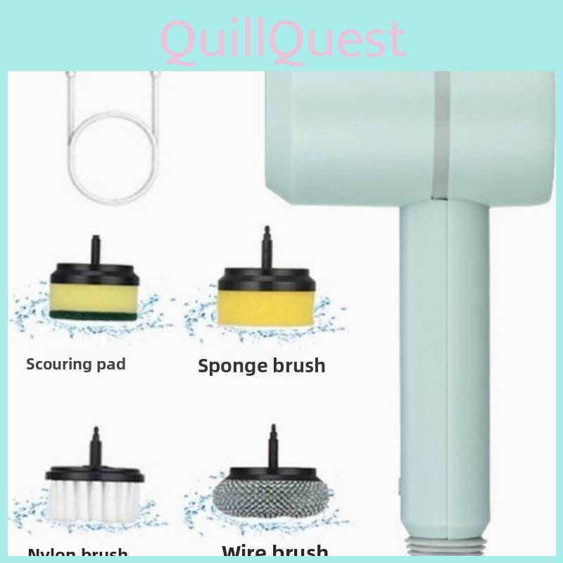 Electric Cleaning Brush For Kitchen Surfaces With Multiple Heads For Home Cleaning