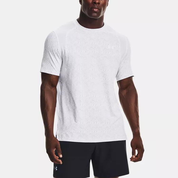 Under Armour Round Neck Printed Side Slit Straight T-Shirt Men Tops White 1366497-100