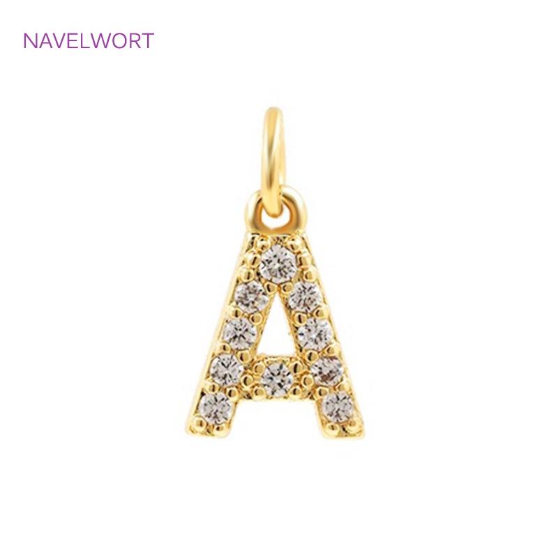 

Luxury 18K Gold Plated Brass Inlaid Zircon 26 Letters Pendant Charms For Necklace Earring jewelry Making DIY Jewelry Accessories 2 pieces