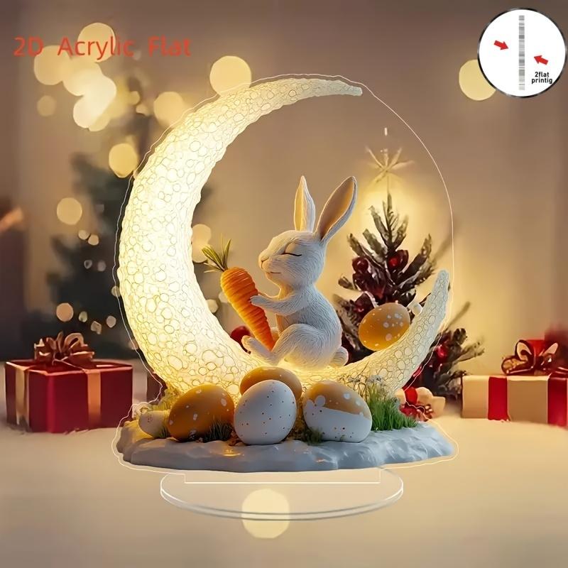 

Плоская 2D Традиционный Пасхальный Кролик Акриловое Настольное Украшение, Луна и Яйца, Домашний Декор Табличка Настенное Искусство Декоративное Садовое Украшение для Комнаты D 15*17CM