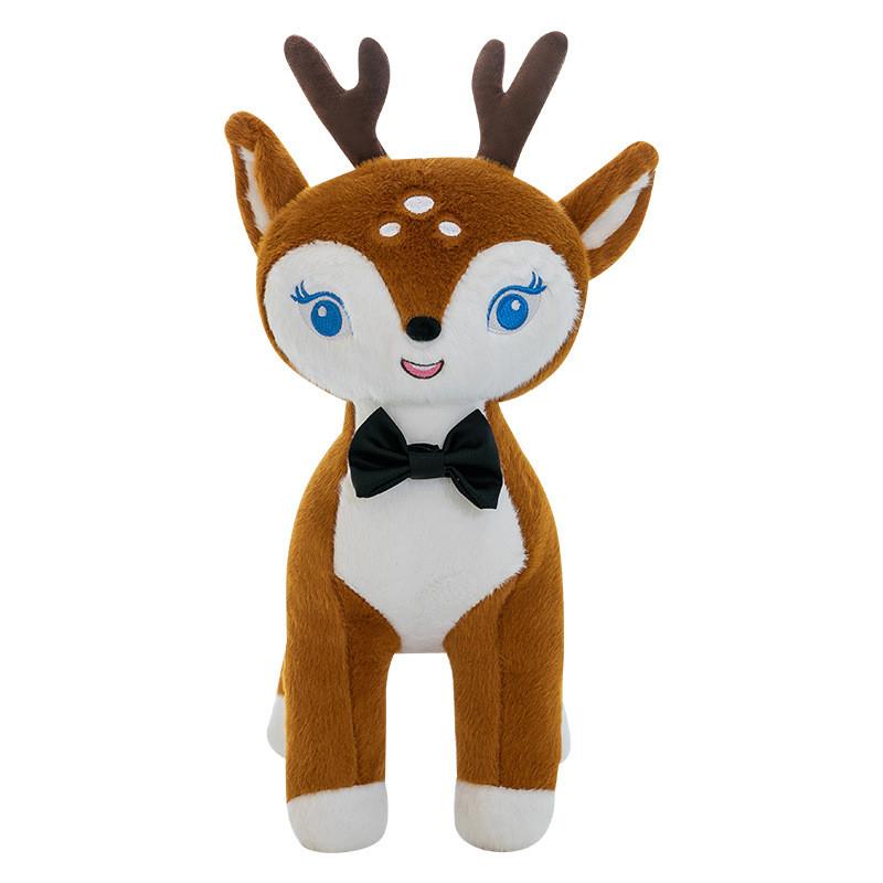 Sika Tie Bow Deer Plush Toy Cartoon Stuffed Animal Doll Decoration Gift Kids