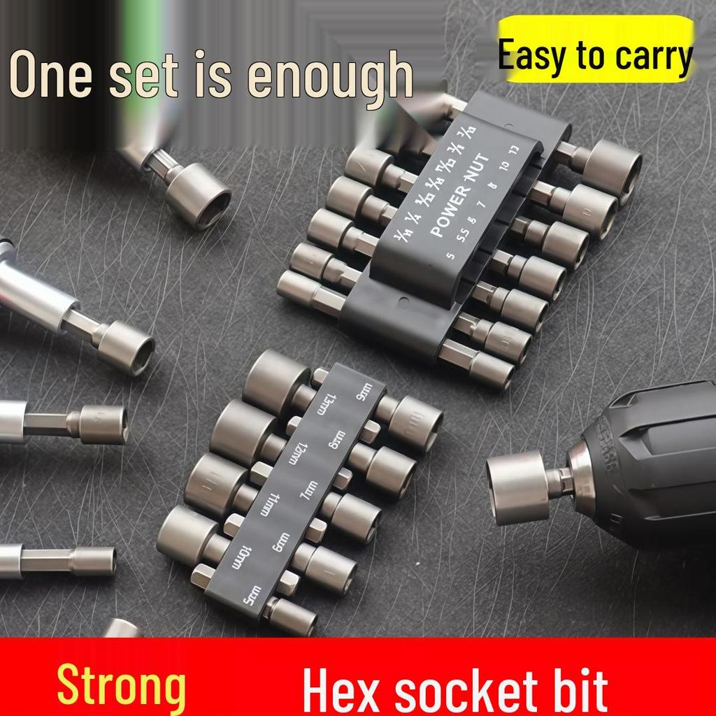 9-Piece & 14-Piece Socket & Drill Bit Set with Hex and Extension Sockets