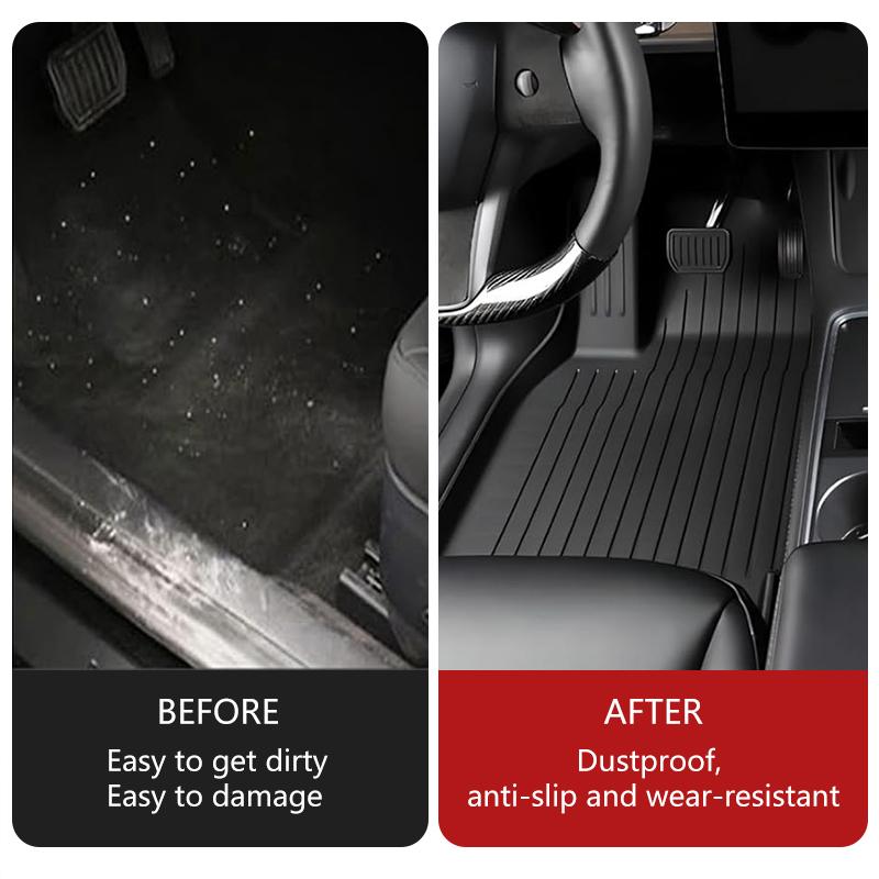 NovaAcc All TPE Floor Mats for Tesla Model Y 3 2021 To 2024 Left Rudder All Weather Foot Pad Automotive Interior Car Accessories