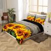 Feelyou Sunflower Duvet Cover Botanical Floral Printed Bedding Set for Kids Women Adults Yellow Blossom Flowers Comforter Cover Wooden Scene