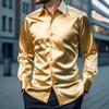 Men's Shirts Solid Long Sleeve Satin Silk Wrinkle-Free Formal Wedding Casual Party Button Down Shirt USA S-XXL