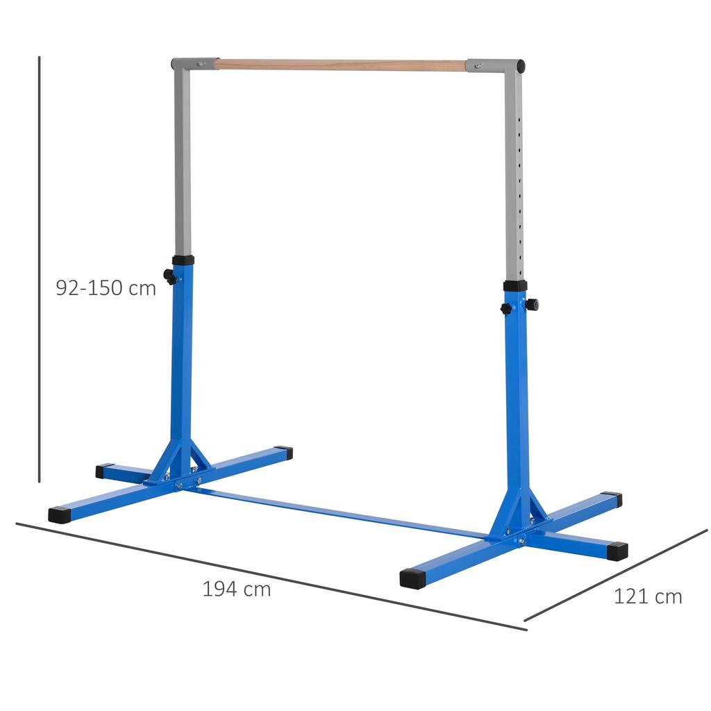 Sbarra Orizzontale da Ginnastica Regolabile in Altezza per Bambini, Bambini Junior Kip High Bar Fitness, Blu