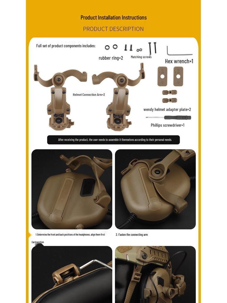 Tactical Helmet Rail-Mount Adjustable Earcup Bracket