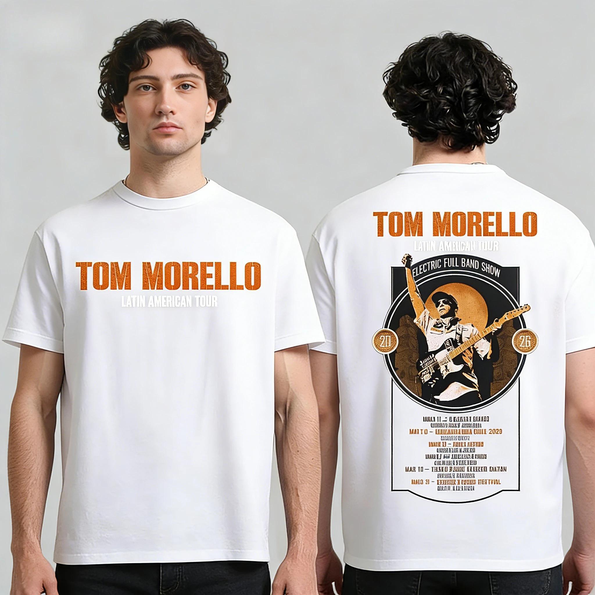 Tom Morello Latin American Tour 2026 Tshirt Concert Band Merch Comfortable Retro Fashionable Breathable T-Shirt 4XL