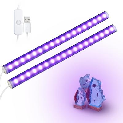 395nm UV Schwarzlichtleiste, 2er-Pack, USB-betrieben, 10W UV-LED Ultraviolettstreifen, 24cm, Dimmbare Fluoreszenzlampe, für Partys, Harzhärtung, Körper