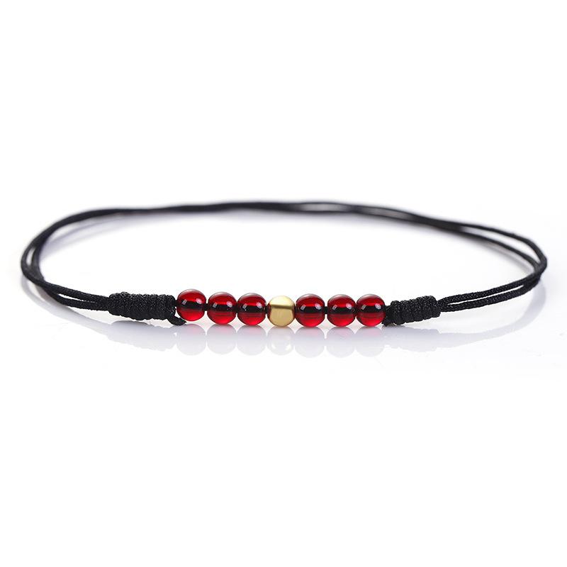 Good Luck Beads Anklet Jewelry Accessories Women's Red Rope Foot Rope Red Garnet Personality