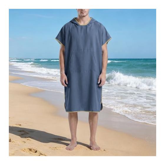 Men's and Women's Sauna Poncho with Through Pocket, Quick Drying, Water Absorbent, Cold Protection, Changing Towel, Sauna, Long Sleeve, Thick,