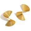 CARLIDANA Gold Plated Geometric Fan-shaped Circle Exaggerated Statement Punk Stainless Steel Twisted Earring Jewelry for Women