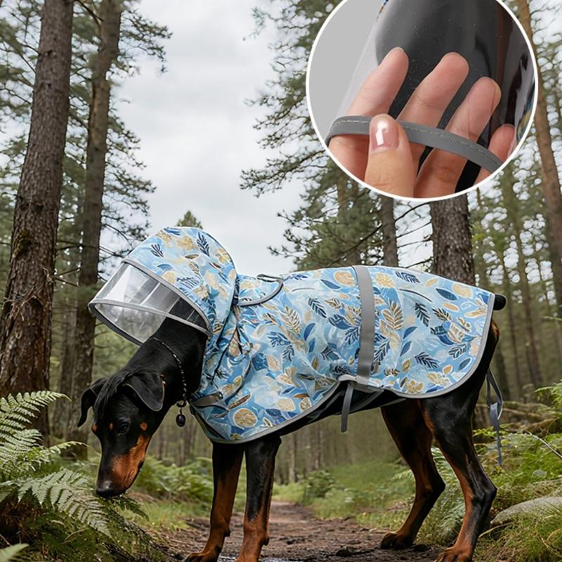 Dog Waterproof Raincoat Ponchos Coat 6 Size to Choose Adjustable Pet Rain Coat Rainwear Walks and Outings