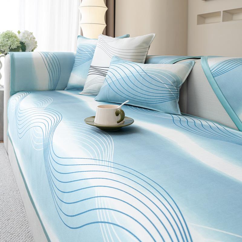 funda sofá  Light luxury Wave Slipcover Funda Home Non-slip Ice Silk Sofa Cushion Couch Sofa Cover