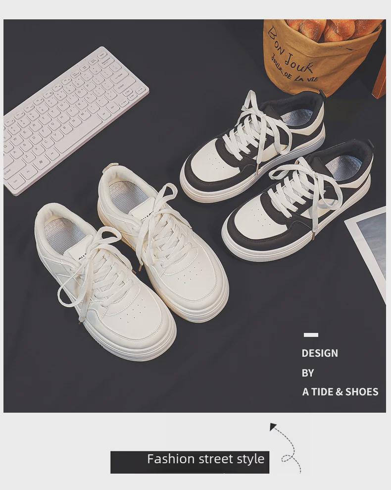 Women's Thick-Soled White Sneakers: All-Match Student Style, New Spring Casuals, High-Value Y01