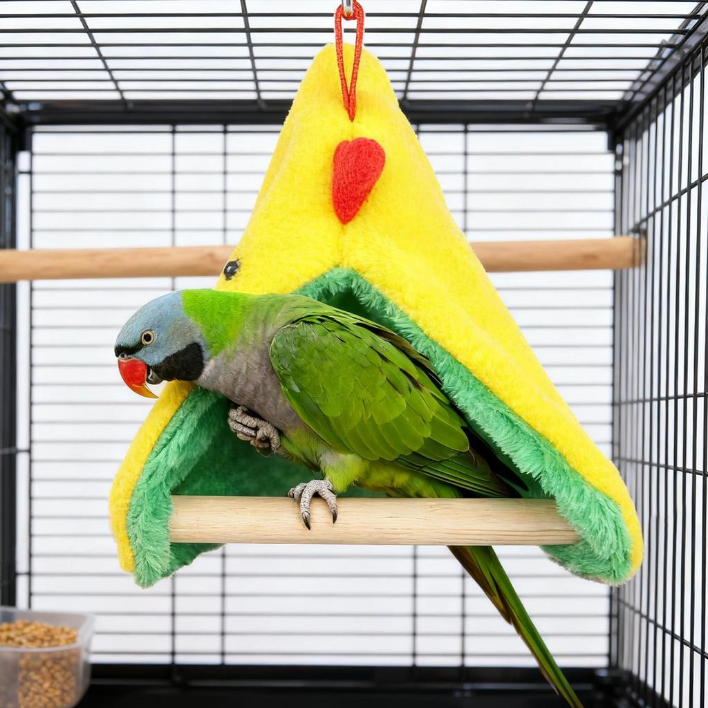Wooden Triangular Bird Hammock for Cage Hanging Warm Resting Nest Perch for Cockatiels Parakeets Parrot Birds Cage Accessories