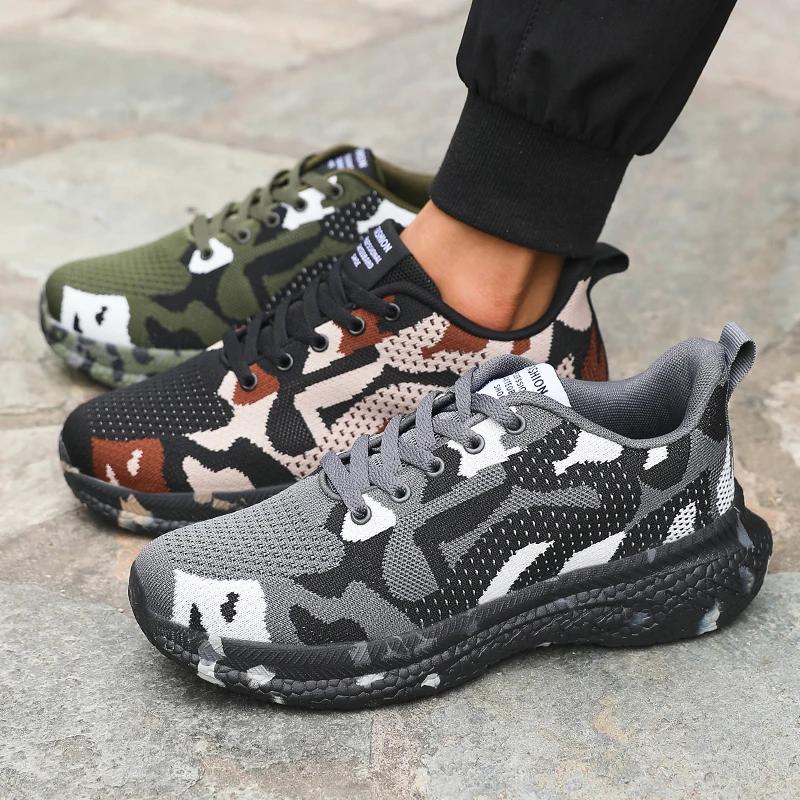 Camouflage Men'S Sneakers Lightweight Cool Camo Look Breathable Running Shoe Summer Non Slip Comfort Gym Workouts Training Shoes