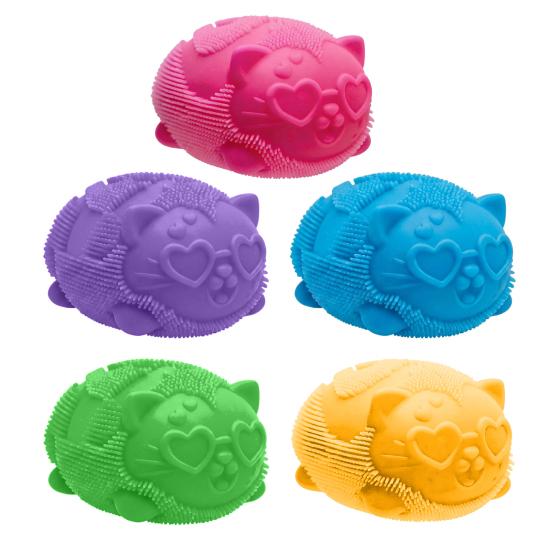 Mini Fuzz Cat Squeeze Toy Stress Relief Fuzzy Ball Fidget Toy Focus Aid Relaxation Anxiety Relieving Office Desk Toy