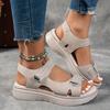 Ladies' Comfortable Wedge Sandals, Ankle Strap, Open Toe Hollow Design, Thick Rubber Sole, Casual Summer Shoes for Outdoor Relaxation