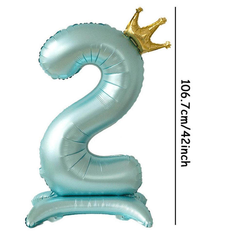 42inch 0-9 Blue Crown Number Balloons Princess Theme Happy Birthday Party Kids Adult Decor Baby Shower Globos Anniversary Decor
