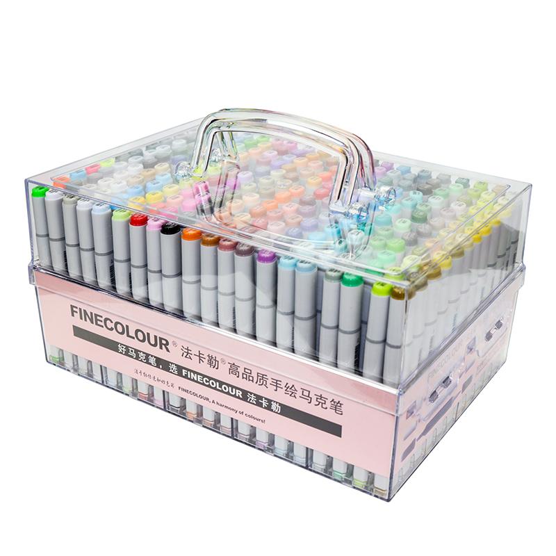 Finecolour Art Marker/Plastic Portable Hard Box Pen EF100/101/102/103 160/240/480 Colors Double-Headed Brush Alcohol Oily Marker