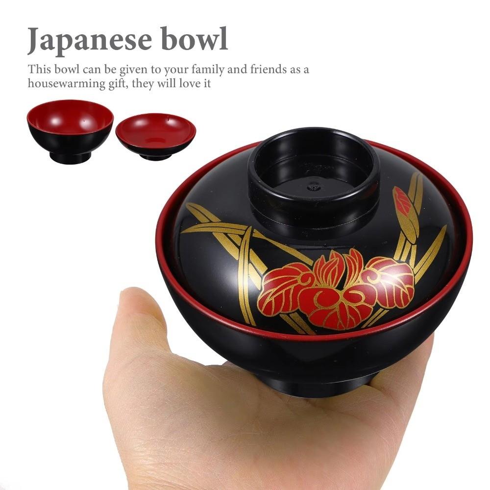 New With Lid Miso Soup Bowl Double Color Soup Container Soup Bowl with Lid Maple Leaf Japanese Rice Bowl Dining Accessories