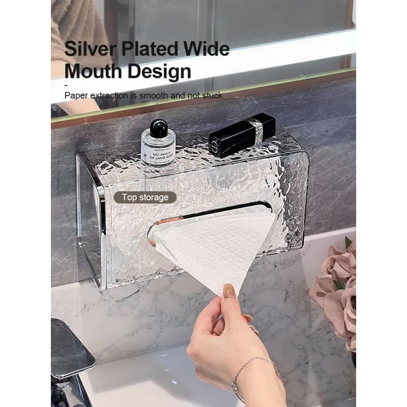 mr basket Wall Mounted Household Bathroom Tissue Box Wash Face Towel Storage Box Multifunctional Creative Kitchen Drawer Box