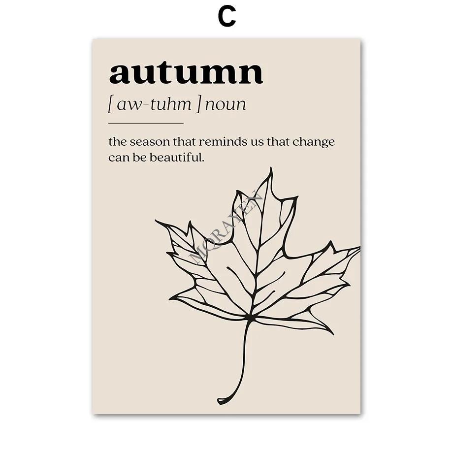 Quotes Autumn Posters Prints Canvas Painting Gallery Wall Art Pictures For Living Room Home Decor Fall Leaves Pumpkin Turkey Car
