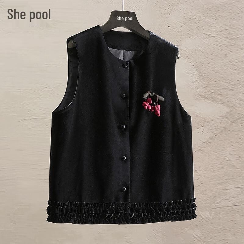 

Женский 3D цветочный бархатный жилет с оборками M