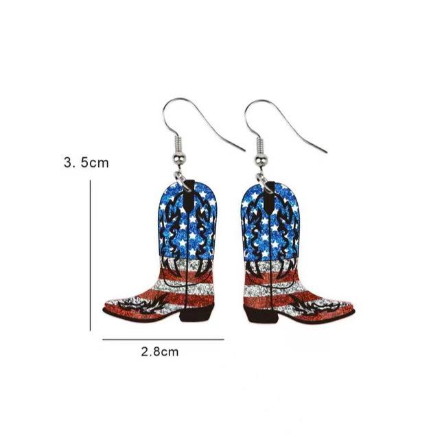 European Handmade USA Independence Day Earrings with Butterfly, Unicorn, Smiley Face, Star, and Woman Head Designs